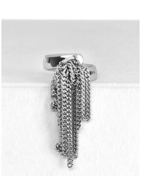 MM6 by Maison Martin Margiela - Metallic Fringe Chain Ring - Lyst