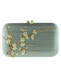 Silvia Furmanovich Green Marquetry Cherry Blossom Clutch