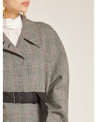 Manteau en laine mélangée à motif pied-de-poule Prada en coloris Gray