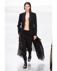 Haider Ackermann Black Floral Embroidered Silk Blend Kimono Style Coat
