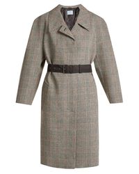 Manteau en laine mélangée à motif pied-de-poule Prada en coloris Gray