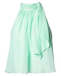 Matthew Williamson | Multicolor Mint Silk Chiffon Tie Neck Top | Lyst