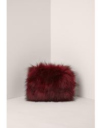 Lyst Missguided Red Mini Faux Fur Clutch Bag In Women S Red Mini Faux Fur Clutch Bag