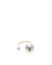 Delfina Delettrez | Metallic 18k Gold And Double Pearl Ring | Lyst