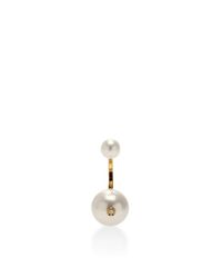 Delfina Delettrez | White Double Pearl Single Earring | Lyst