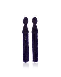 Oscar de la Renta | Blue Long Beaded Tassel Earring | Lyst