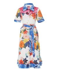 CELIA B Blue Carnation Shirt Midi Dress