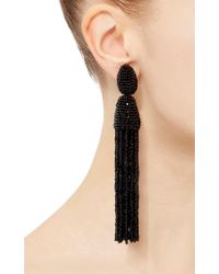Oscar de la Renta | Black Long Beaded Tassel Earrings | Lyst