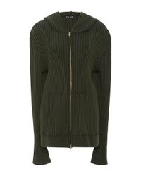 Baja East | Green Olive Cotton Wide Rib Zip Up Top | Lyst