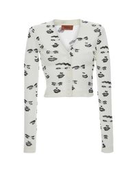 Missoni White Faces Jacquard Fitted Cardigan