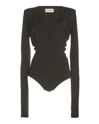 Alexandre Vauthier Black V-neck Bodysuit