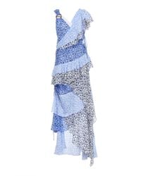 Tanya Taylor Blue Gael Ruffle Floral Dress