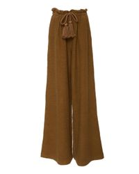 Ulla Johnson Green Ayana Tasseled Cotton-gauze Wide Leg Pant