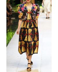 Dolce & Gabbana | Black Printed Cotton-blend Shift Dress | Lyst
