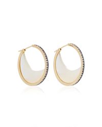 Noor Fares | White Chandra Crescent Earrings In Yellow Gold With Mother Of Pearl Crescents & Diamonds | Lyst