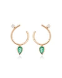 Zoe Chicco | Metallic Pear Shaped Gemfields Emerald And Diamond Earrings | Lyst