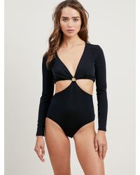 Morgan Lane - Black Taylor Bodysuit In Noir - Lyst