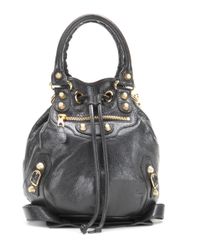 Balenciaga | Black Giant Mini Pompon Leather Shoulder Bag | Lyst