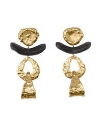 Natori | Metallic Josie 24k Goldplated Brass With Darkwood Drop Cutout Earrings | Lyst