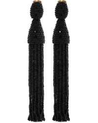 Oscar de la Renta | Black Long Beaded Tassel Earrings | Lyst
