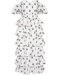 Caroline Constas - White Irene Off-the-shoulder Embroidered Cotton-blend Midi Dress - Lyst