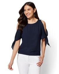 New York & Company Blue 7th Avenue - Split-sleeve Dolman Blouse