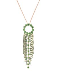 Oliver Bonas Metallic Tovia Green Rhinestone & Chain Pendant Necklace