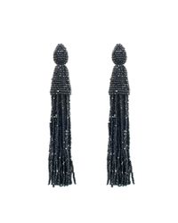 Oscar de la Renta | Black Classic Long Tassel Earrings | Lyst