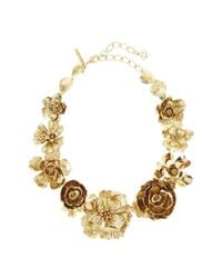 Oscar de la Renta | Metallic Flower Statement Necklace | Lyst