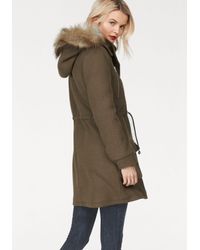 Ltb Green Wollmantel »ODEJE« mit Wollanteil & abnehmbarem Fellimitatbesatz