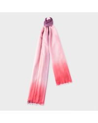 Paul Smith | Women's Pink, Red And Purple Dip-dye Cashmere-silk Scarf | Lyst