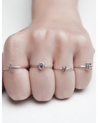 Pixie Market - Metallic Fashionology Tiny Silver Letter Ring - Lyst