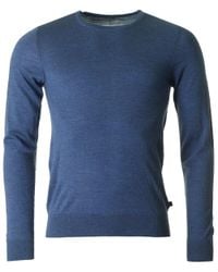 J.Lindeberg Blue Edvin Light Merino Crew Neck Knit for men