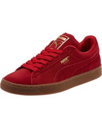 PUMA Suede Classic Gold Women's Sneakers in Red - Lyst