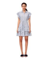 Rebecca Taylor - Blue Yarn-dyed Striped Dress - Lyst