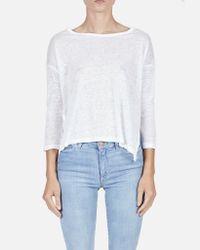 Majestic Filatures - Long Sleeve Crew W/ Side Slits In White - Lyst