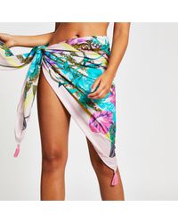 River Island Pink Print Tassel Sarong