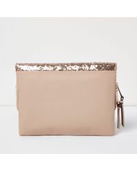 rose gold sequin clutch