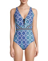 Gottex Blue Plunging One-piece