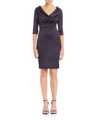 Kay Unger | Blue Portrait Collar Satin Dress | Lyst