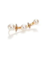Phyne By Paige Novick | Gigi 5mm-6.5mm White Akoya Pearl, Diamond & 14k Yellow Gold Single Ear Cuff | Lyst