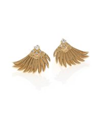 Mizuki | Metallic Diamond & 14k Yellow Gold Small Wing Earrings | Lyst