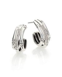 John Hardy | Metallic Bamboo Diamond & Sterling Silver Triple Hoop Earrings/0.6 | Lyst