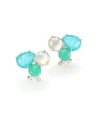 Ippolita | Blue Rock Candy Chrysoprase, Green Turquoise, Mother-of-pearl & Sterling Silver Cluster Earrings | Lyst