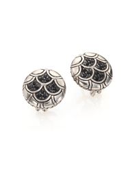 John Hardy | Metallic Naga Black Sapphire & Sterling Silver Button Earrings | Lyst