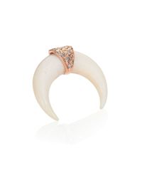 Jacquie Aiche | Pink Bone, Diamond & 14k Rose Gold Mini Horn Single Stud Earring | Lyst