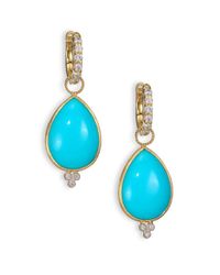 Jude Frances | Metallic Classic Turquoise, Diamond & 18k Yellow Gold Large Pear Earring Charms | Lyst