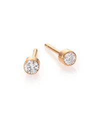 Zoe Chicco | Metallic Diamond & 14k Yellow Gold Bezel Stud Earrings | Lyst