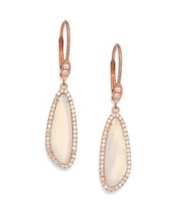 Meira T | Pink Chalcedony, Mother-of-pearl, Diamond & 14k Rose Gold Doublet Drop Earrings | Lyst