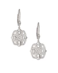 Meira T | Diamond & 14k White Gold Deco Drop Earrings | Lyst